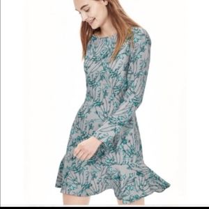 Banana Republic Gray and Teal Floral Print Dress